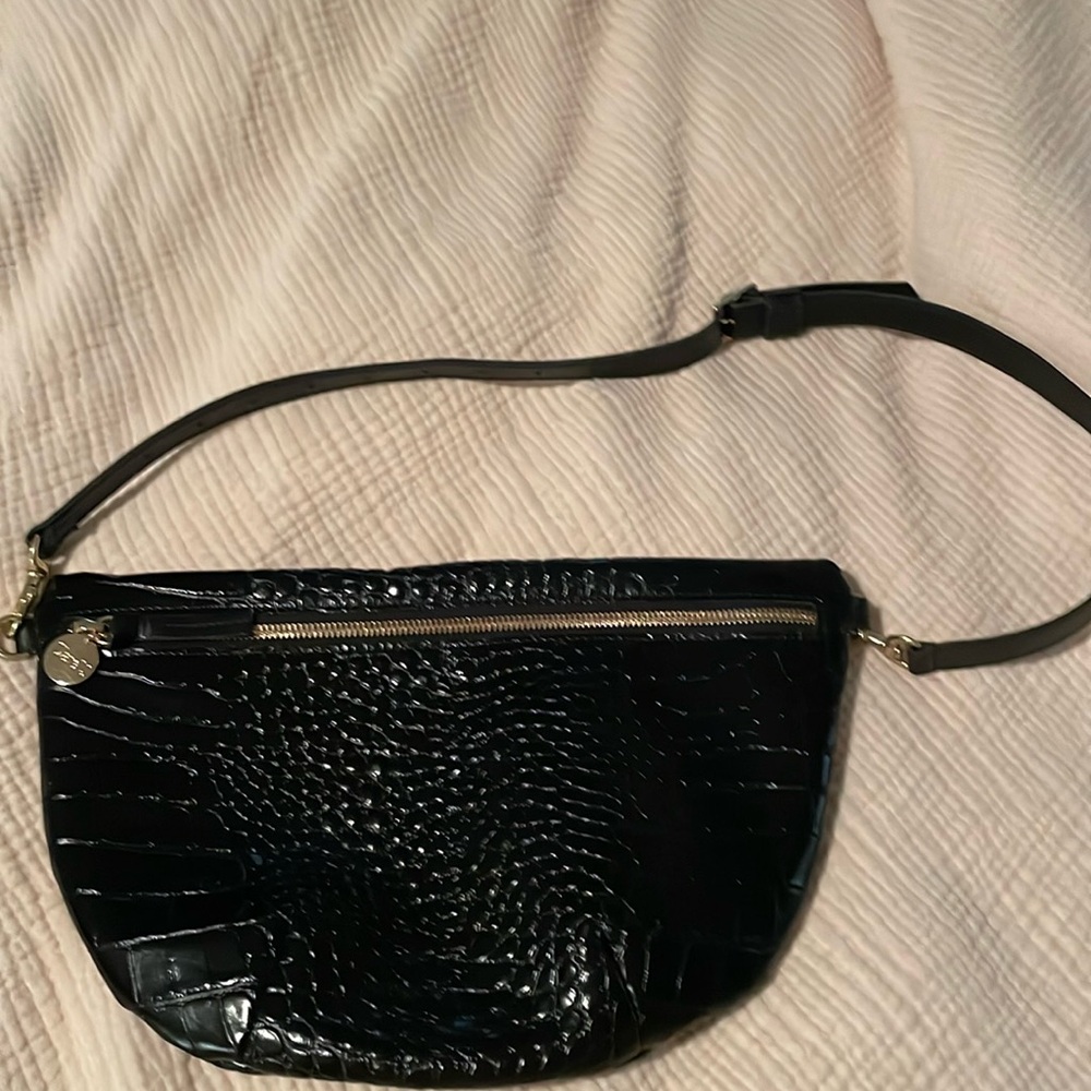 Clare V Grande Fanny in Black Croc